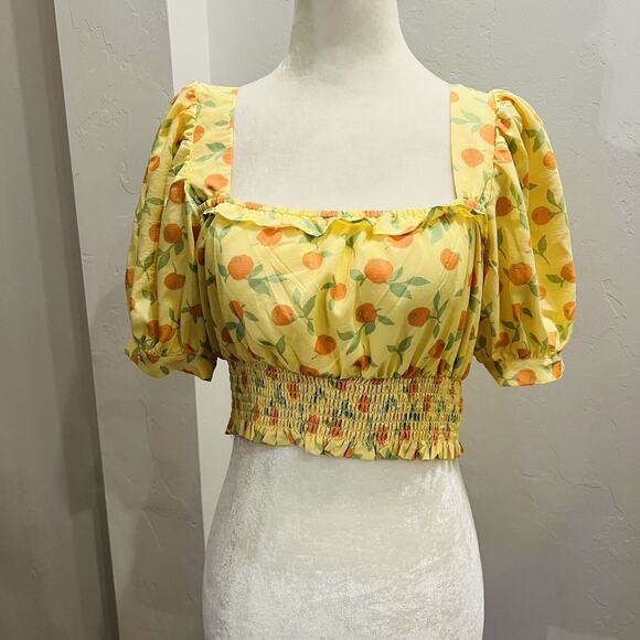 Blu Pepper Crop Top Short Sleeve Women’s Yellow  Size M (A0125) - Picture 1 of 5